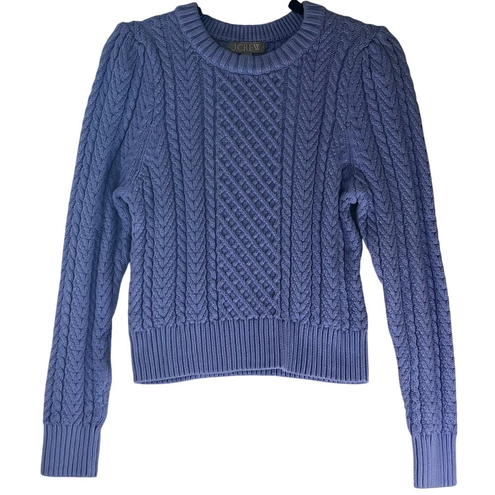 J.Crew Periwinkle Blue Argyle Chunky Knit Crew Neck Sweater Size S